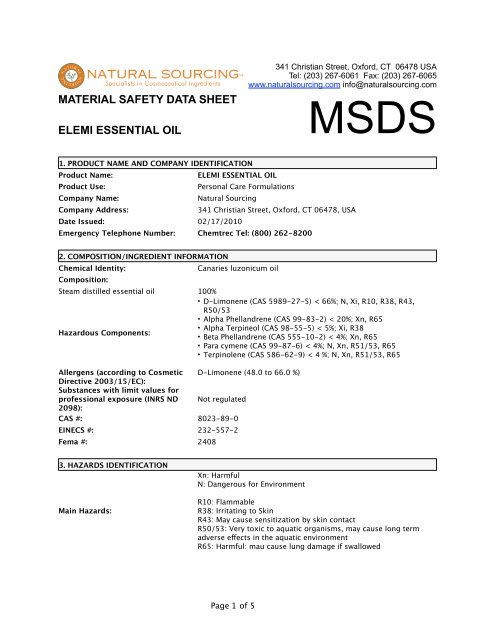 oxford chemicals msds